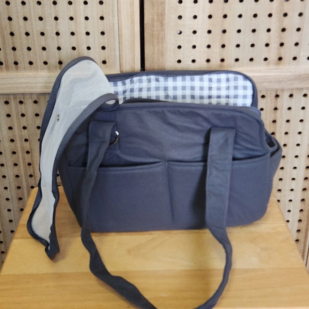 Pet Carrier Bag Dog Cat Kitten Puppy Transport‎ Mesh Padded Strap Handles Gray